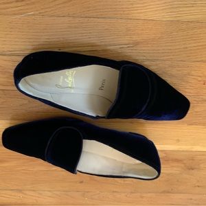 Christian Louboutin dark blue velvet shoes